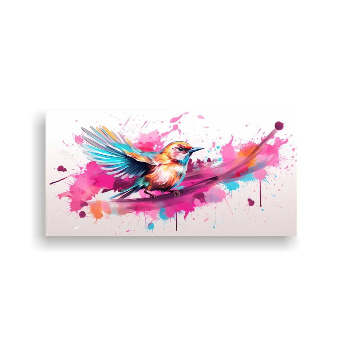 GENERICO - Cuadro Decorativo De Arte Pop Neo Aves En Tonos 60x30 Cm