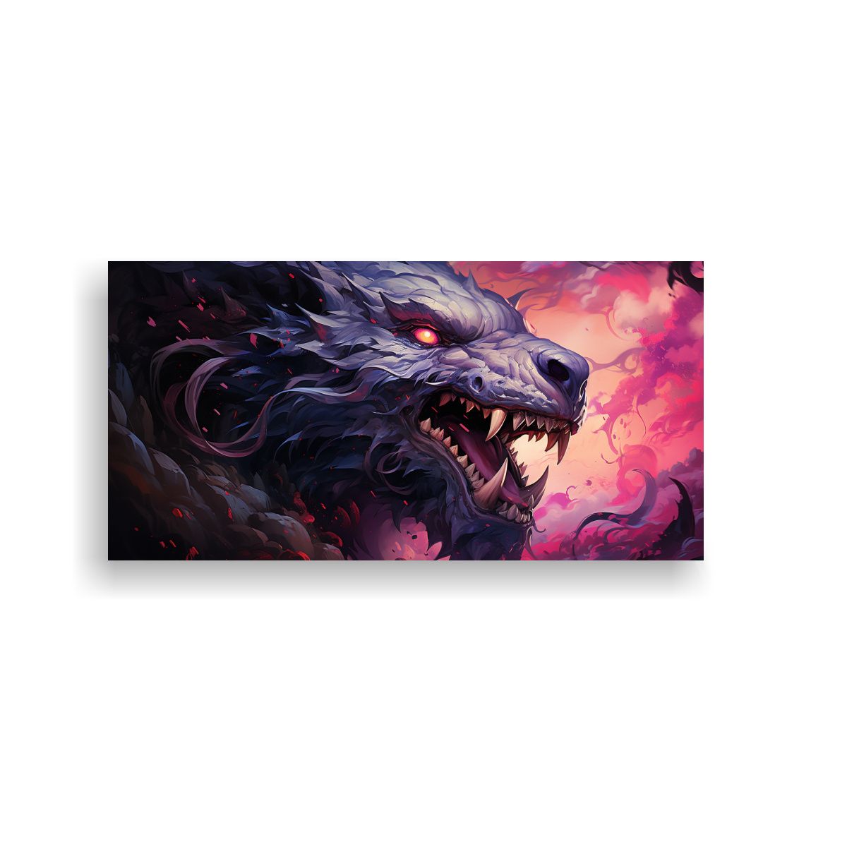 GENERICO - Cuadro Minimalista Dragón En Colores Vibrantes Y 100x50 Cm