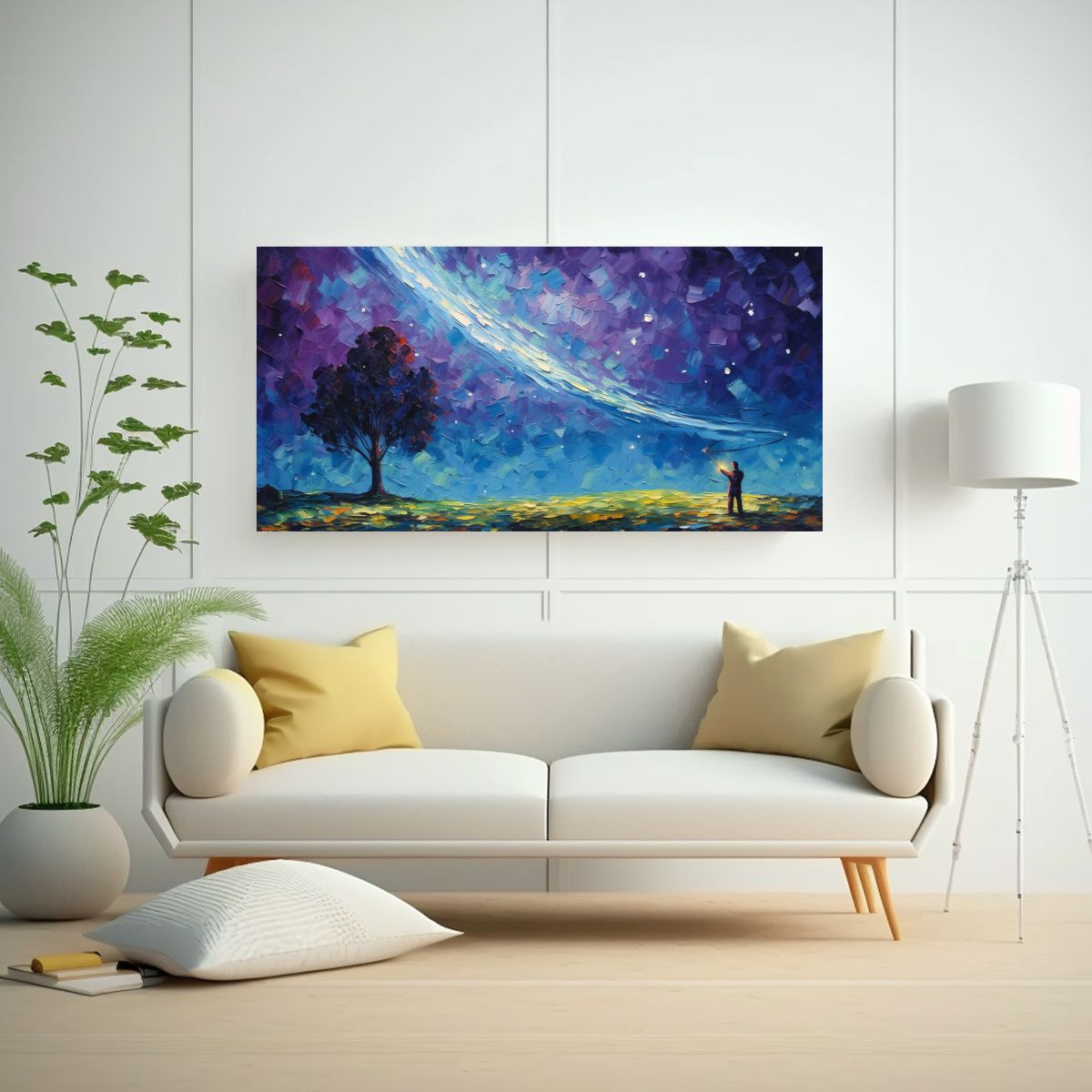 GENERICO - Pintura De Pared Noche Estrellada De Un Hombre 60x30 Cm