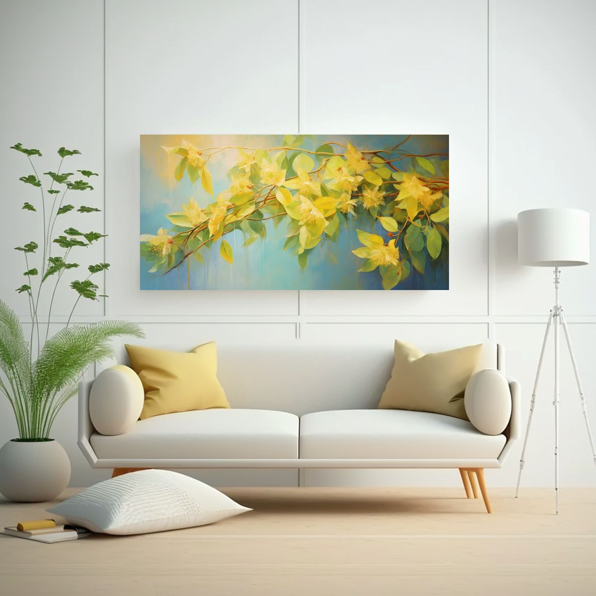 GENERICO - Pintura Abstracta De Flores De Tilo En Estilo 80x40 Cm