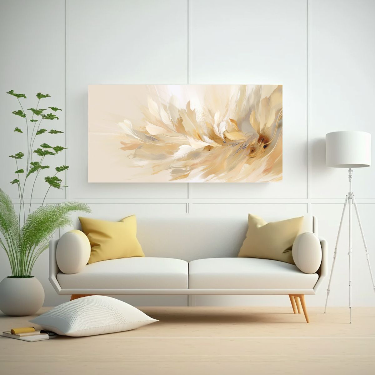 GENERICO - Pinturas Florales Abstractas En Tonos Beige Y 60x30 Cm