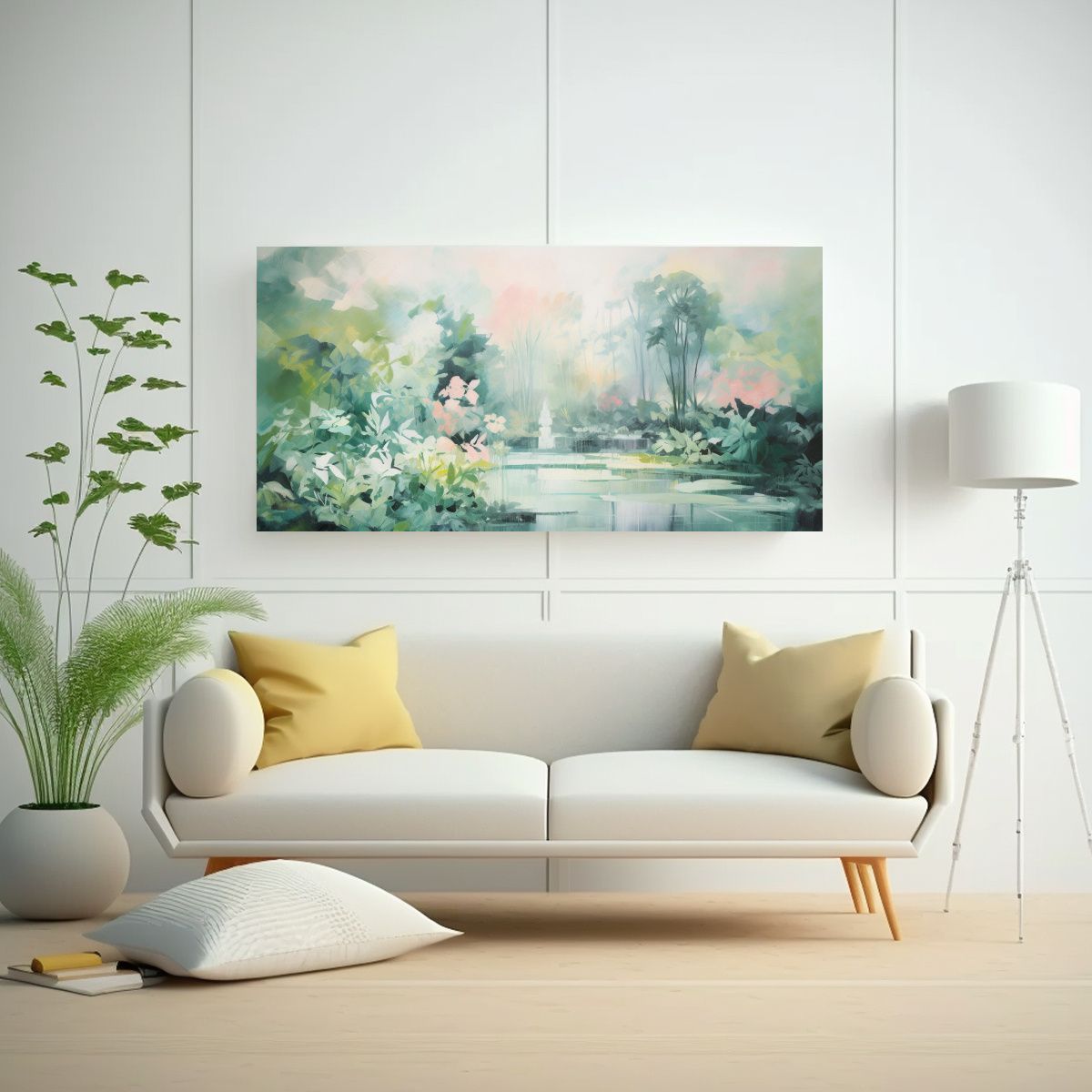 GENERICO - Cuadro Abstracto De Elegante Escena De Jardín 80x40 Cm.