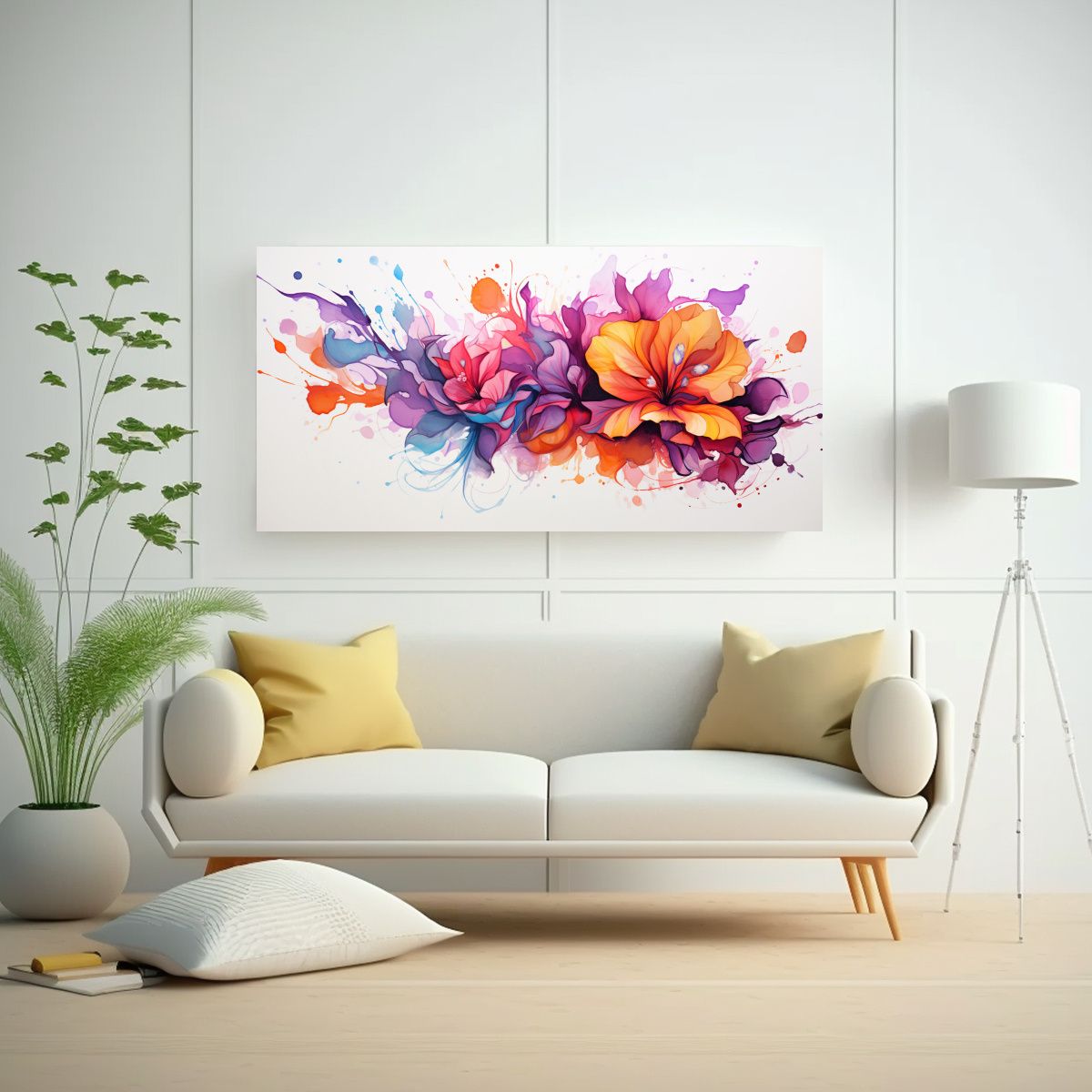 GENERICO - 1 Cuadro Hermoso Watercolours Neonoir Atmosfera 80x40 Cm