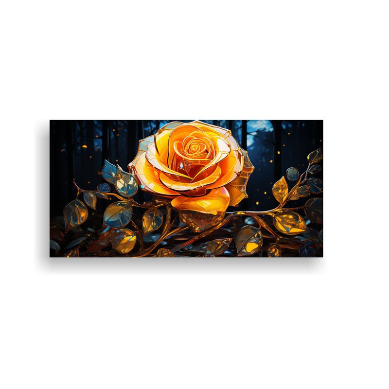 GENERICO - Arte Gráfico De Movimiento Con Rosa Amarilla 60x30 Cm