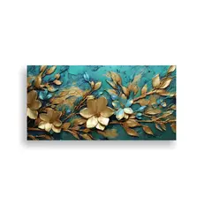 GENERICO - Cuadro Dibujo Reflejo Con Hojas De Oro En Relieve 80x40 Cm
