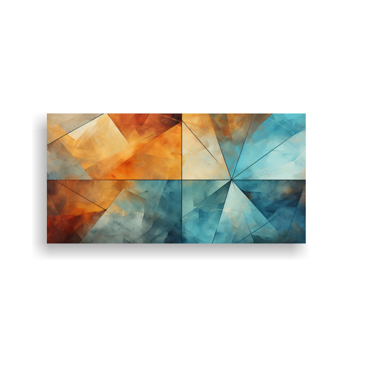 GENERICO - Pinturas Decorativas En Bastidor Con Trapezoides 60x30 Cm