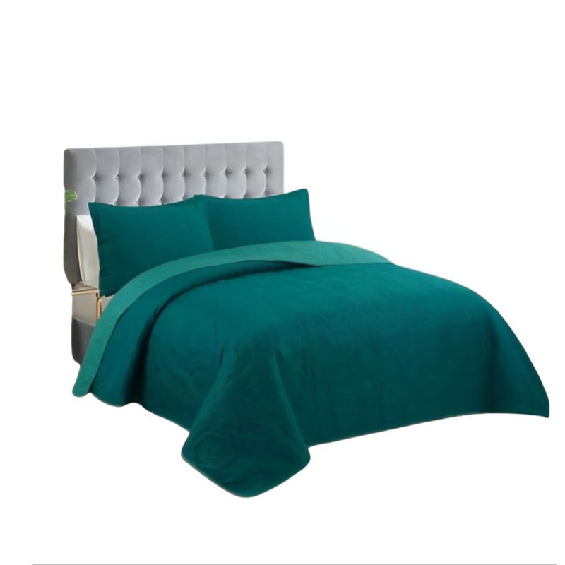 GENERICO - Cubrecama Quilt Verano 1.5 Plazas - Verde Oscuro CS06