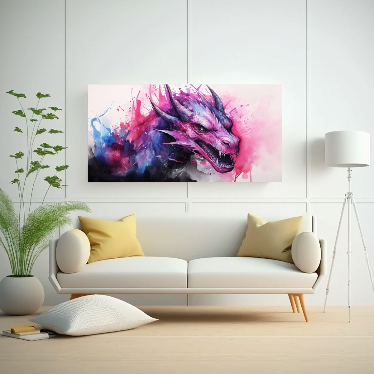 GENERICO - Pintura Dragón Acuarela Intensa Armonía 80x40 Cm