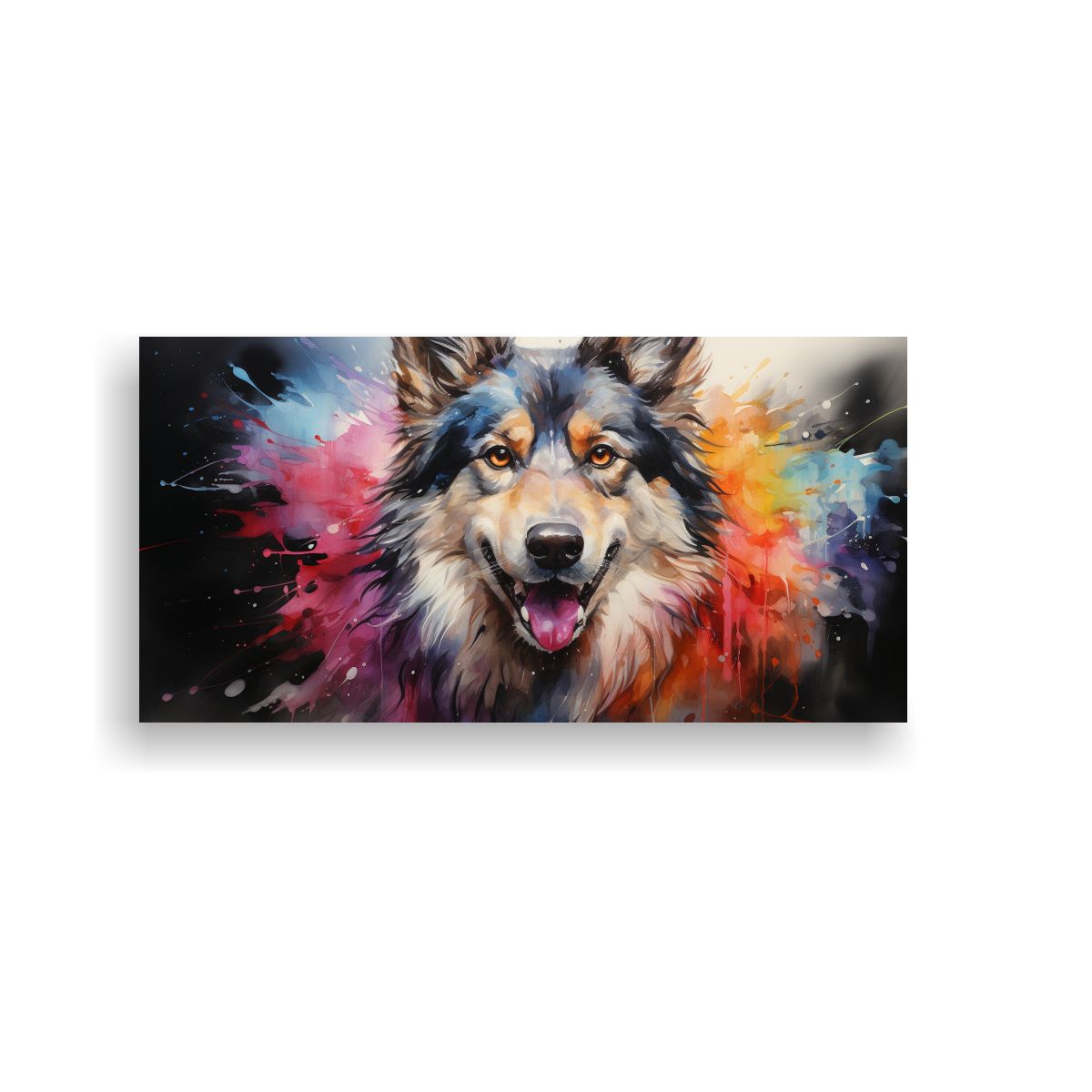 GENERICO - Pintura Hermosa De Husky En Acuarelas Coloridas 100x50 Cm