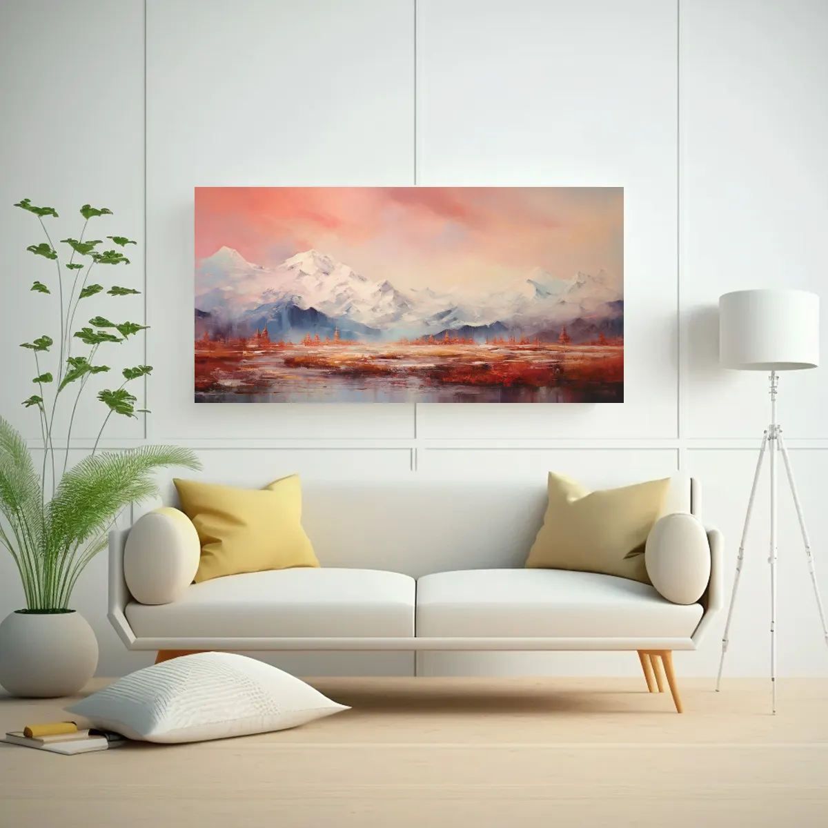 GENERICO - Cuadro Abstracto De Montañas Nevadas Con Colores 60x30 Cm