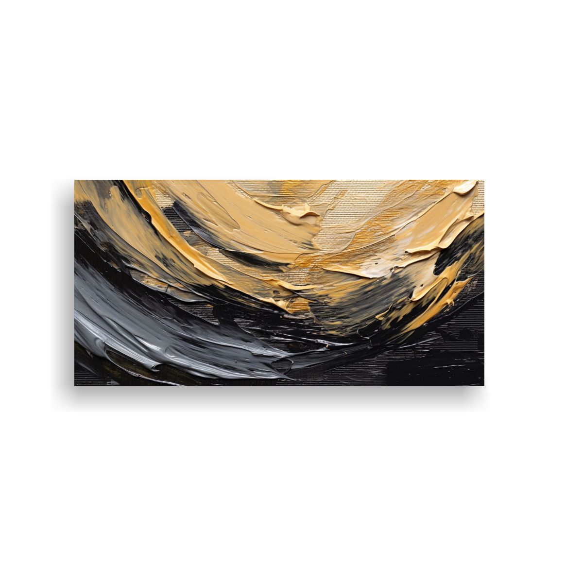 GENERICO - Pintura Abstracta En Negro Y Dorado Con Manchas 60x30 Cm