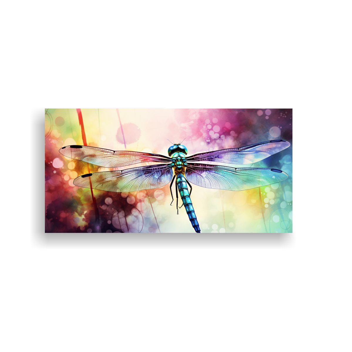 GENERICO - Lienzo De Tela Estilo Acuarela Libélula Colorida 100x50 Cm