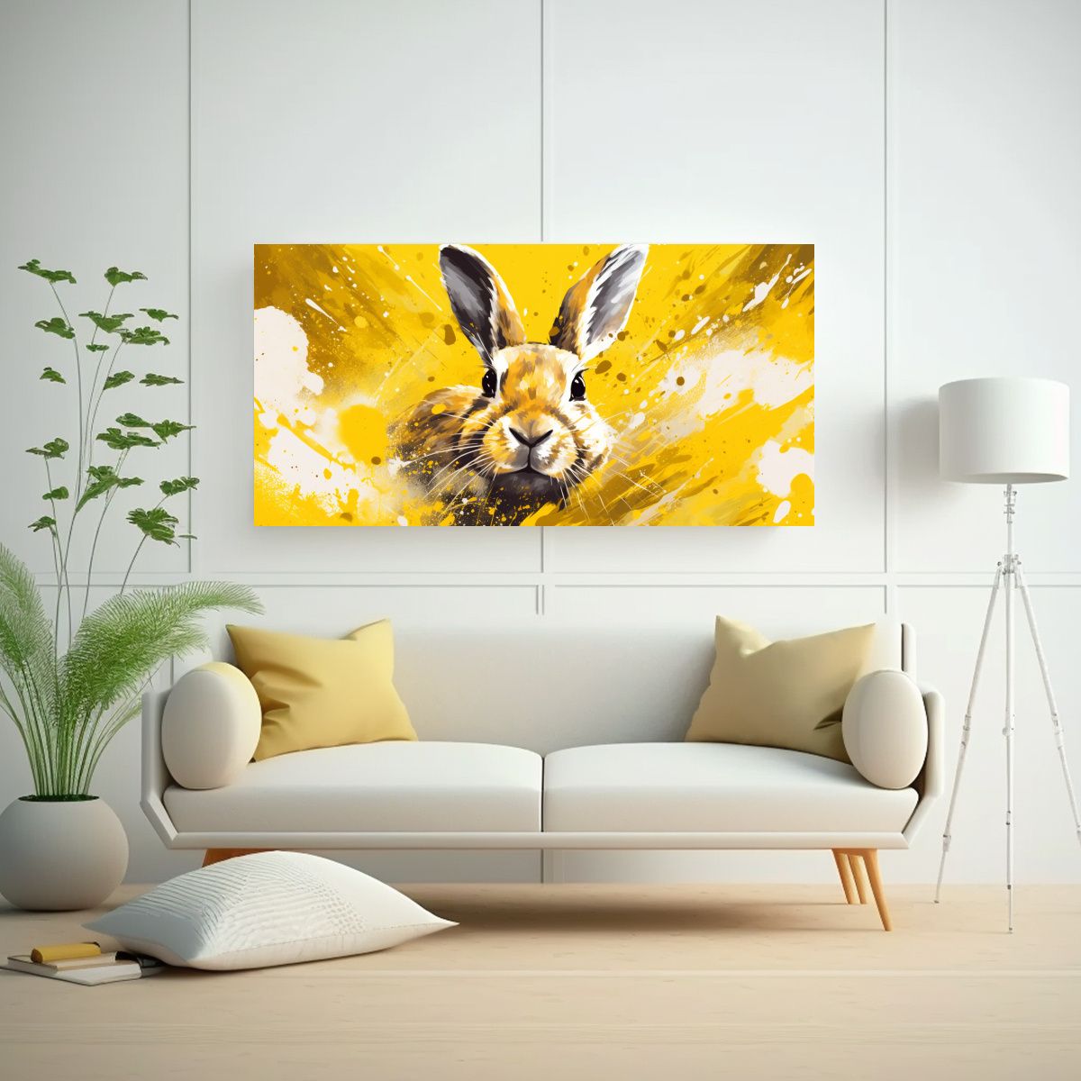 GENERICO - Cuadro En Bastidor Detalle Conejo En Colores 80x40 Cm