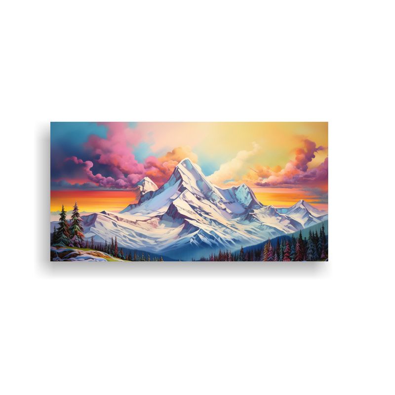 GENERICO - Pintura Abstracta De Montañas Nevadas Con 100x50 Cm