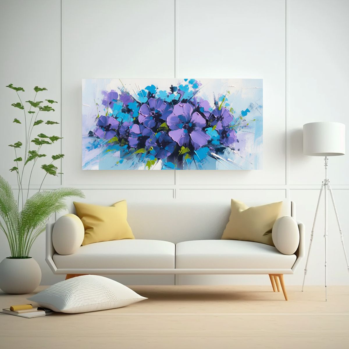 GENERICO - Pintura En Lienzo Floral En Colores Púrpura Y 100x50 Cm