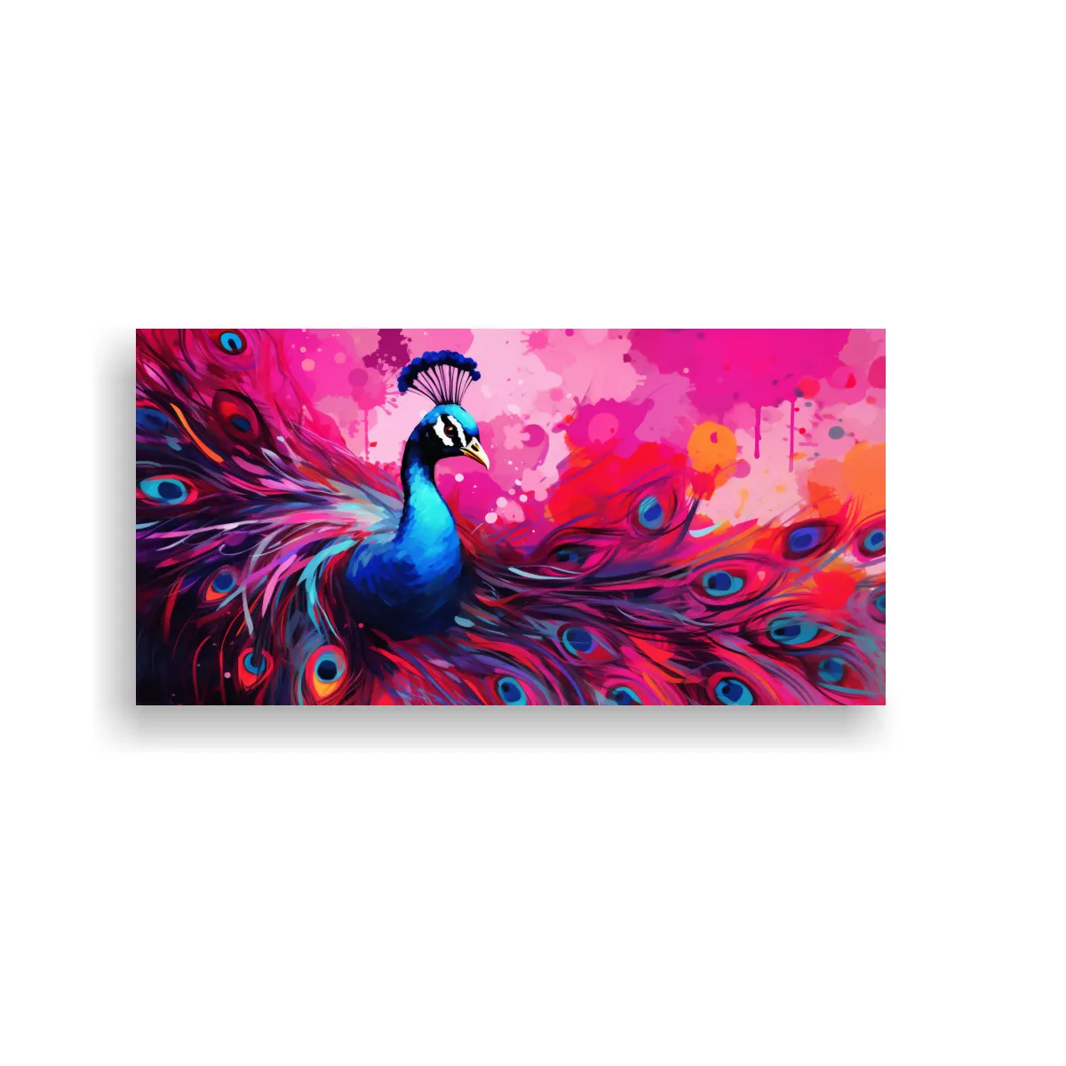 GENERICO - Pavo Real Morado Y Rojo En Composición De Arte 100x50 Cm