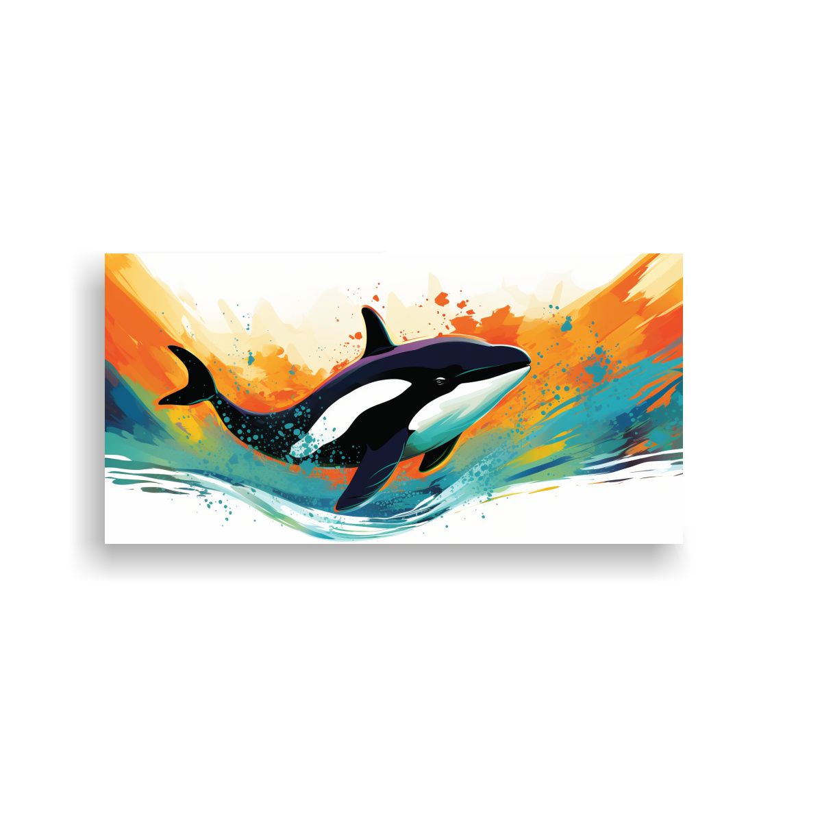 GENERICO - Cuadro Tela Orca En Colores Esmeralda Y Naranja 80x40 Cm