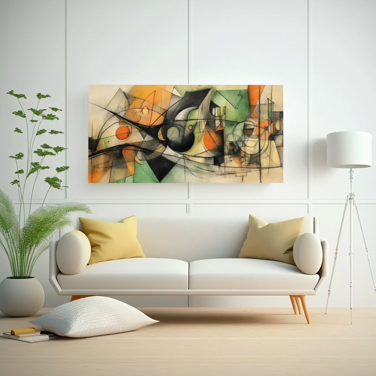 GENERICO - Pintura Abstracta Visual Con Colores Naranja 60x30 Cm