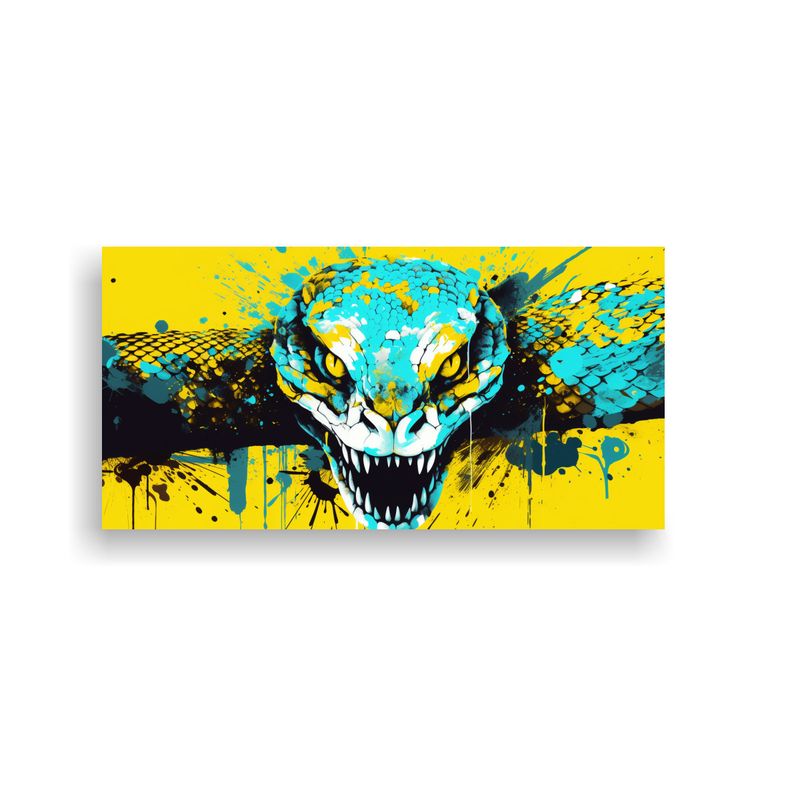 GENERICO - Cuadro Moderno Serpiente De Cascabel En Amarillo 60x30 Cm