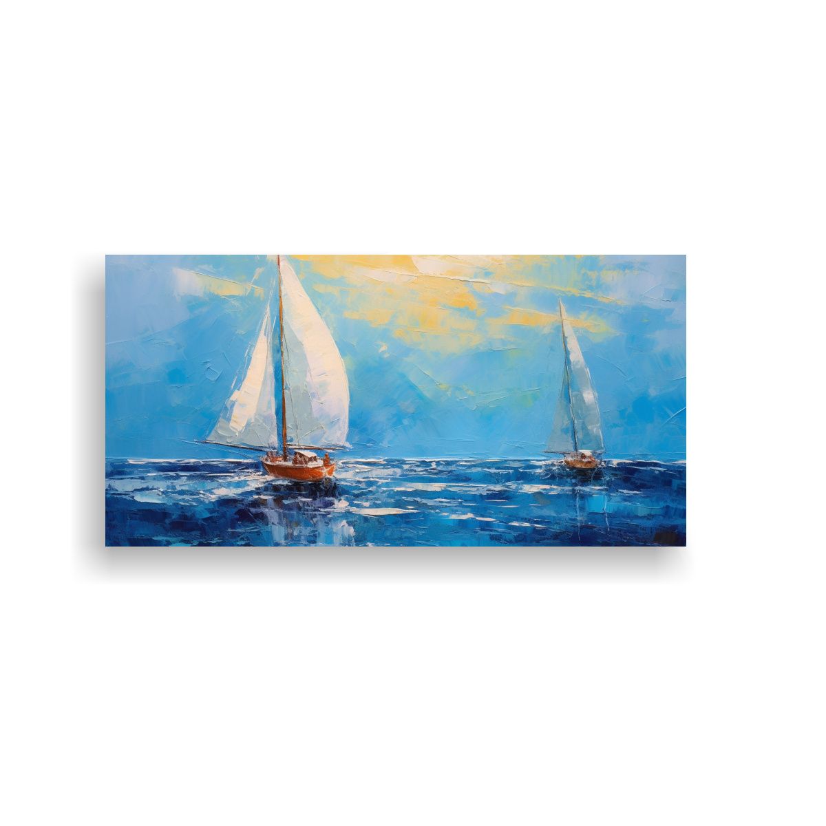 GENERICO - Cuadro Abstracto Veleros En El Agua Estilo 100x50 Cm