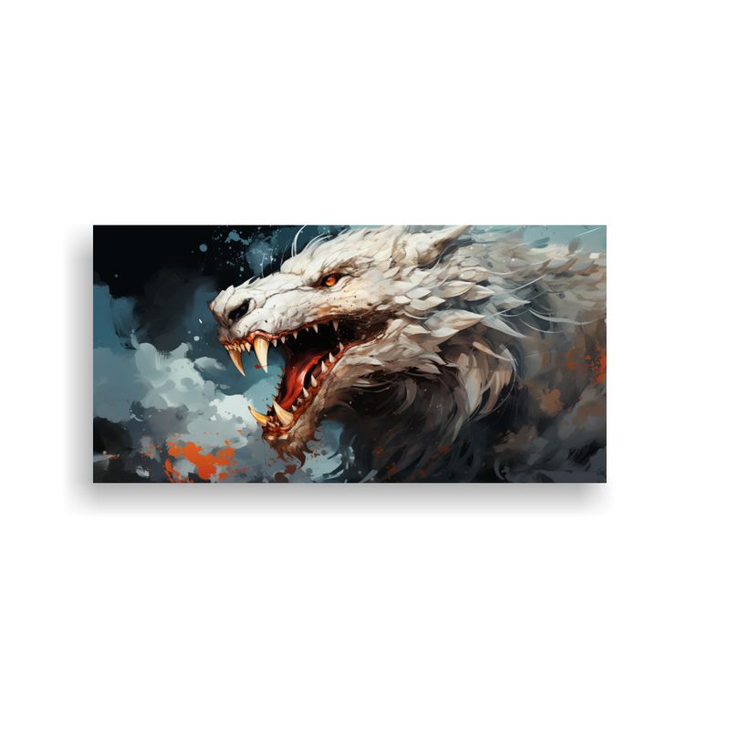 GENERICO - Cuadro Impreso Dragón Blanco En Ambiente 60x30 Cm