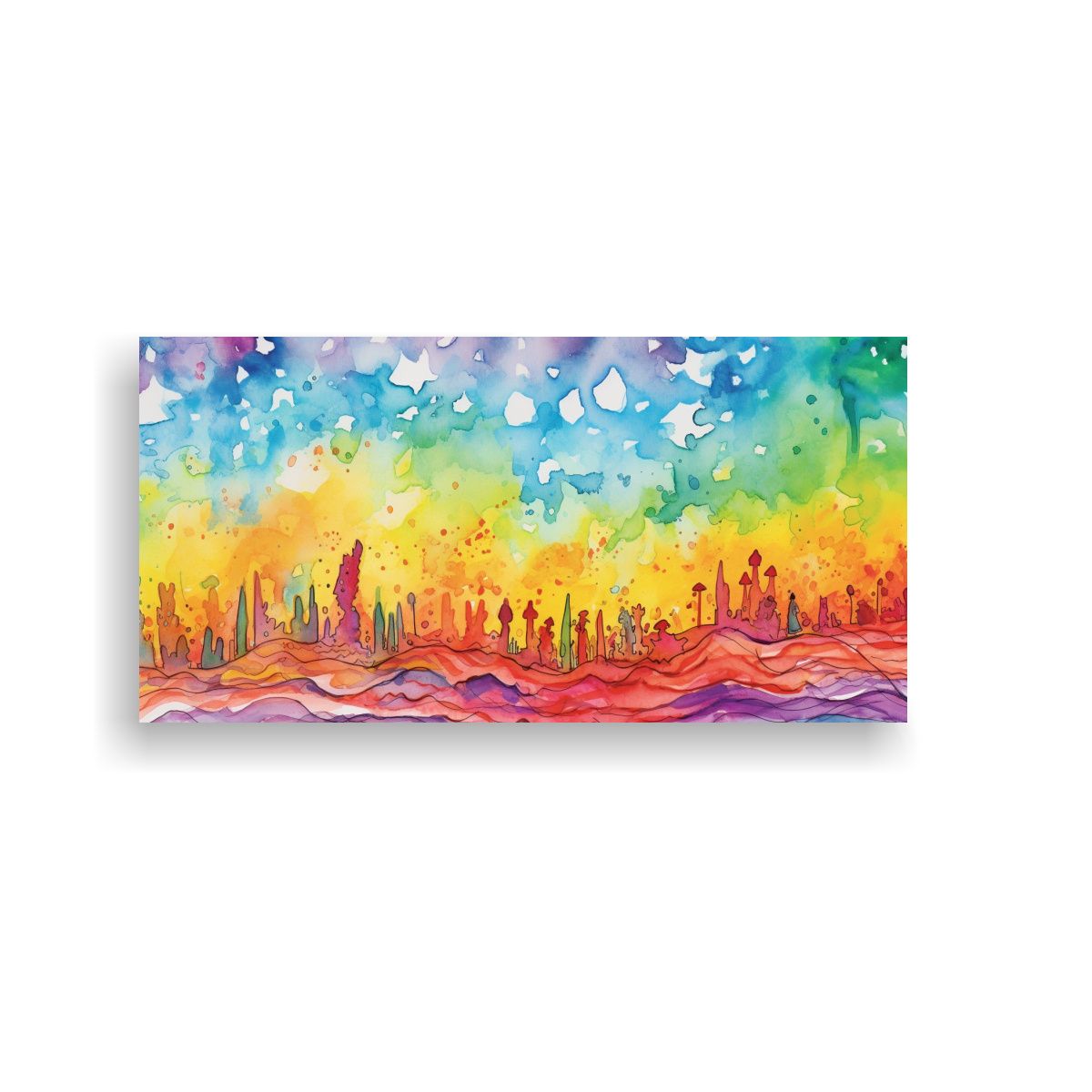 GENERICO - Cuadro Conceptual Equilibrio Arcoíris Desordenado 60x30 Cm