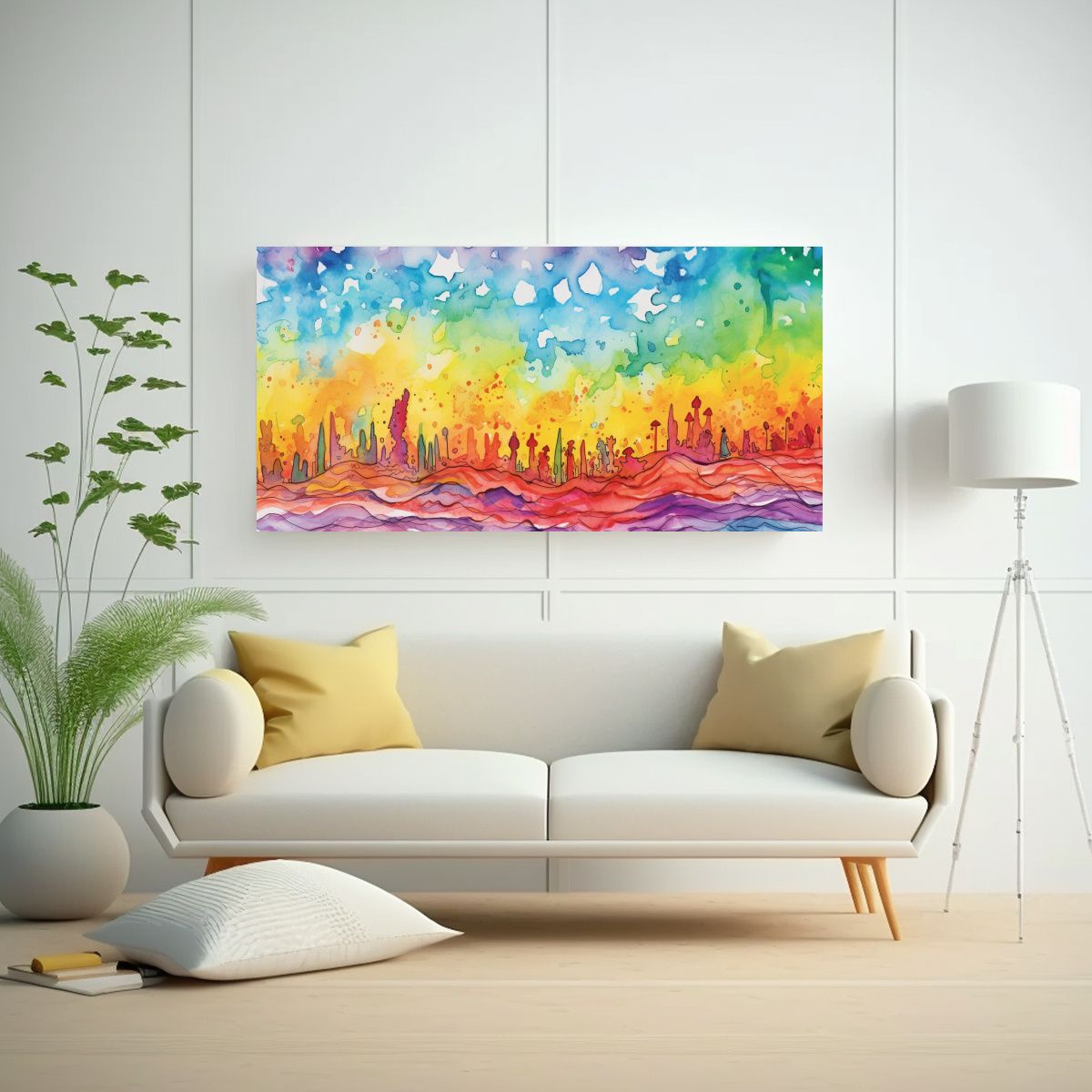 GENERICO - Cuadro Conceptual Equilibrio Arcoíris Desordenado 60x30 Cm