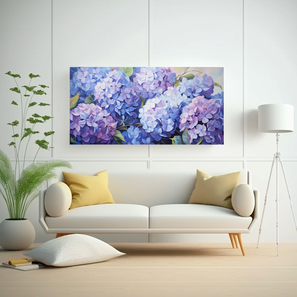GENERICO - Arte De Pared Pintura Abstracta De Hortensias 60x30 Cm