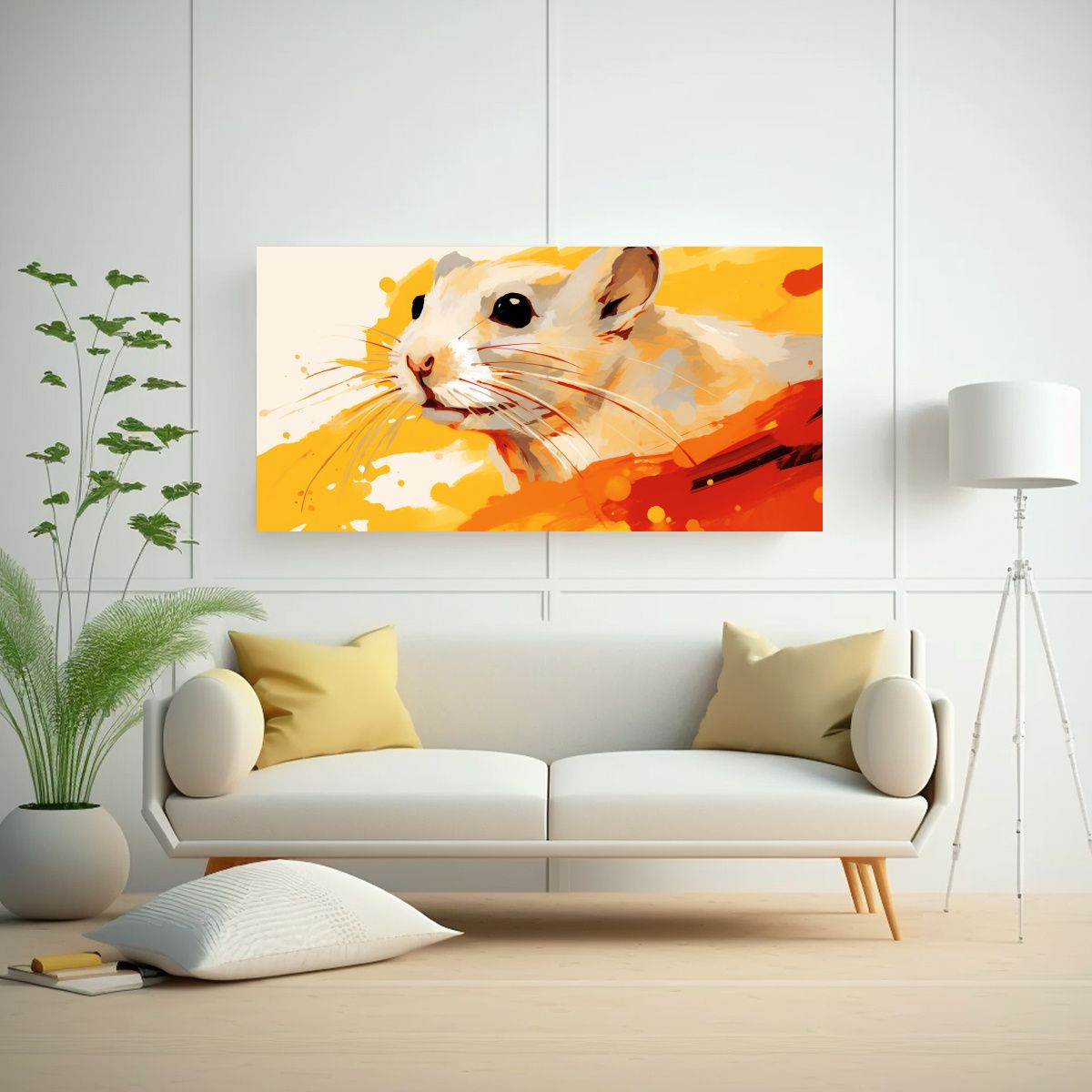 GENERICO - Cuadro Perspectiva Gerbil Amarillo Naranja Arte 80x40 Cm