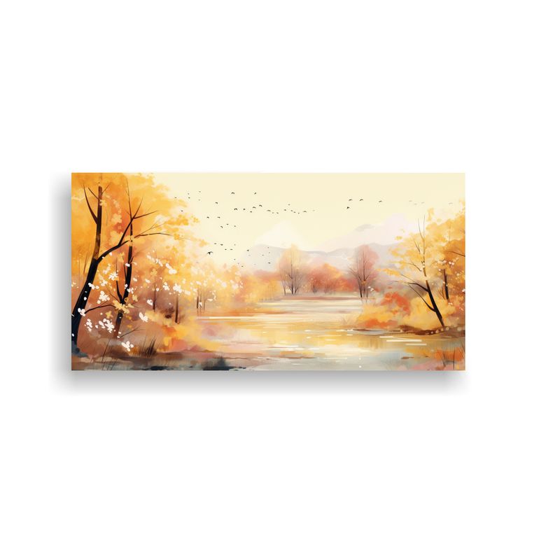 GENERICO - Paisaje Primaveral Con Colores Dorados En Arte 60x30 Cm