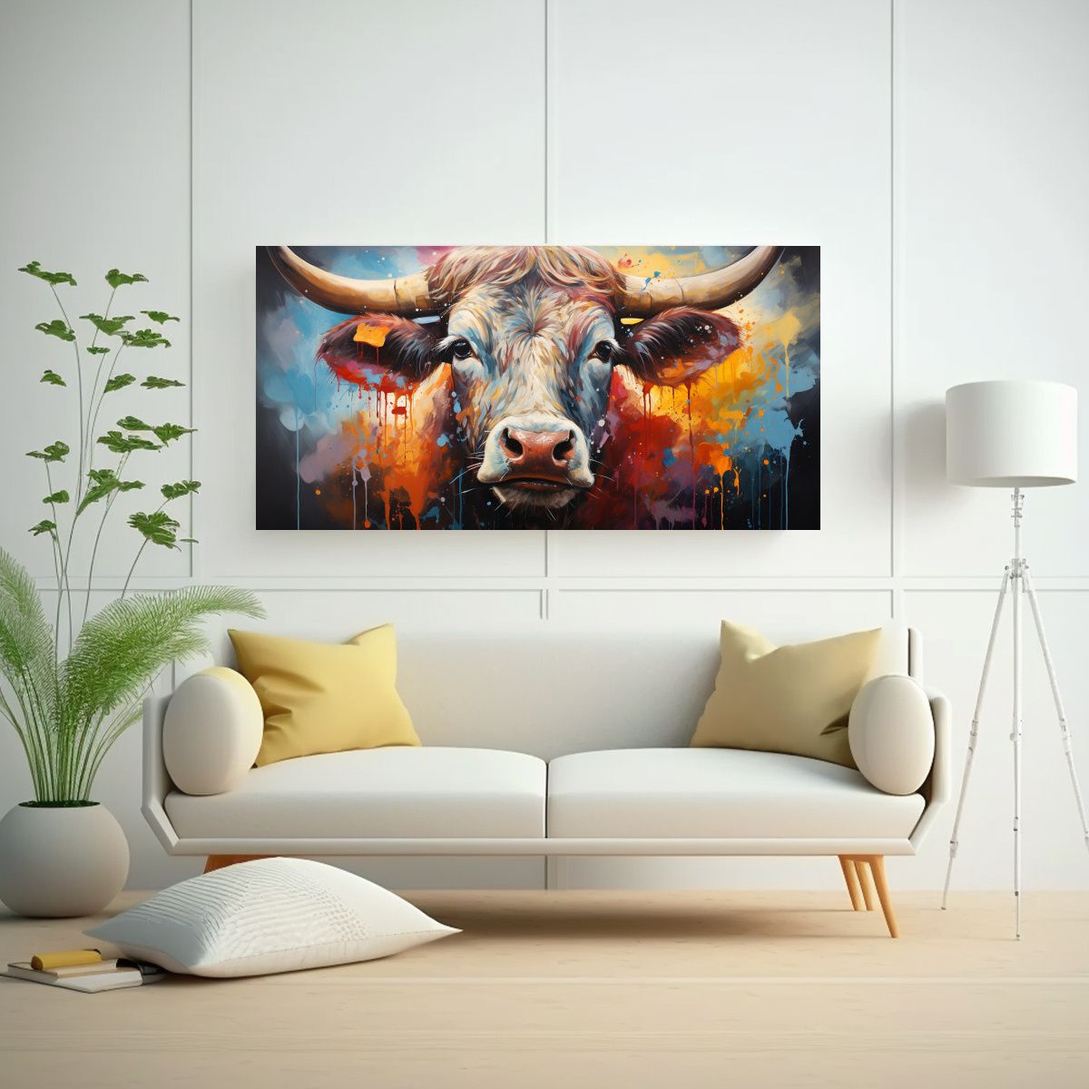 GENERICO - Pintura Al Estilo óleo De Vaca En Lienzo Estilo 60x30 Cm