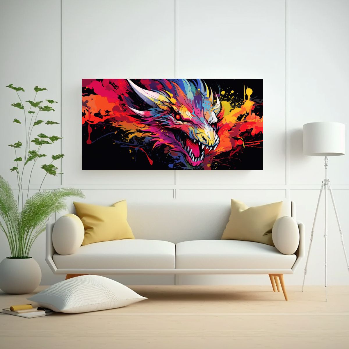 GENERICO - Pintura De Pared Luminosa De Dragón En Colores 100x50 Cm.