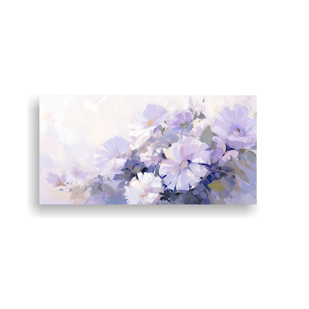 GENERICO - Pintura En Lienzo De Flores Moradas Y Blancas En 100x50 Cm