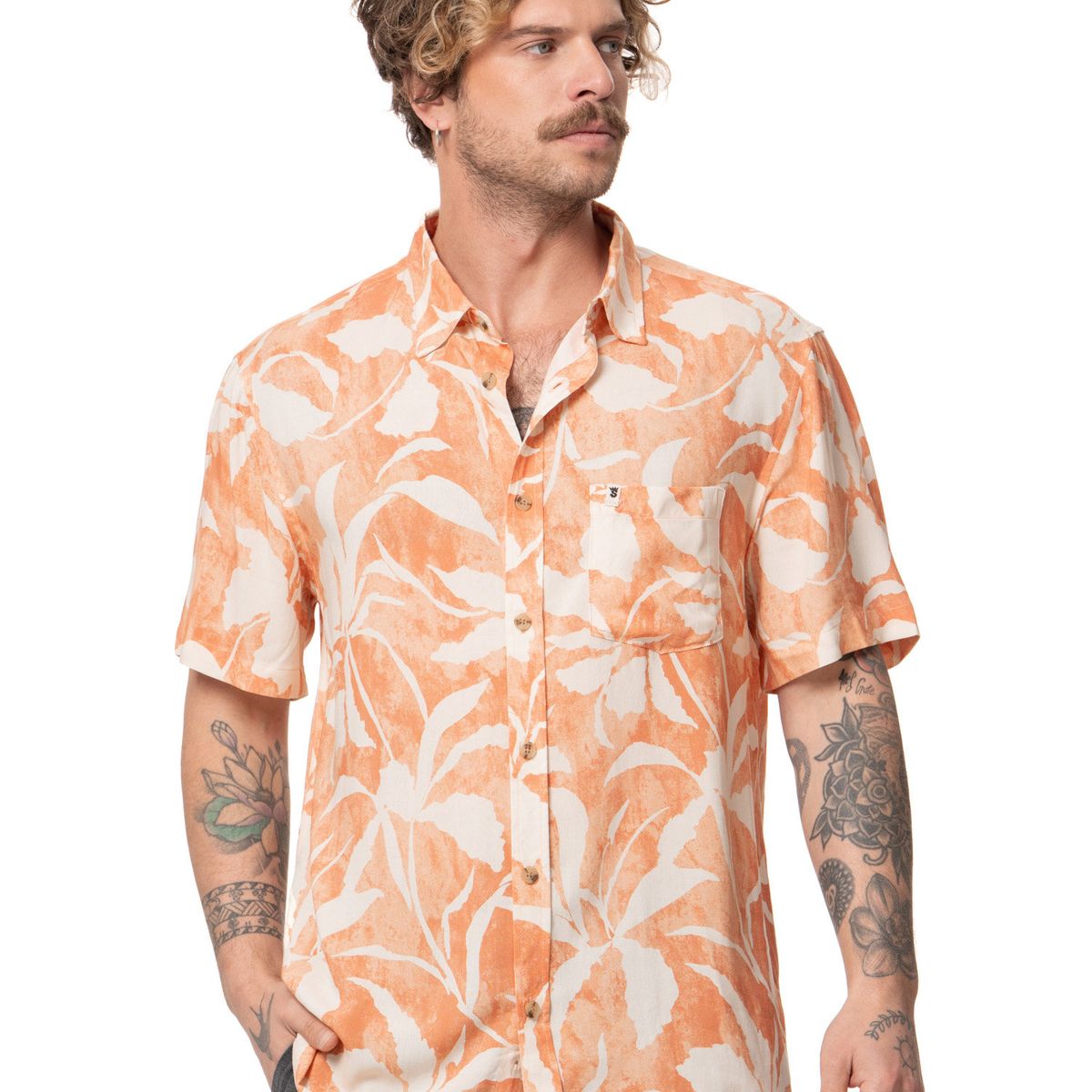 STOKED - Camisa Hombre Hooks Naranjo Stoked