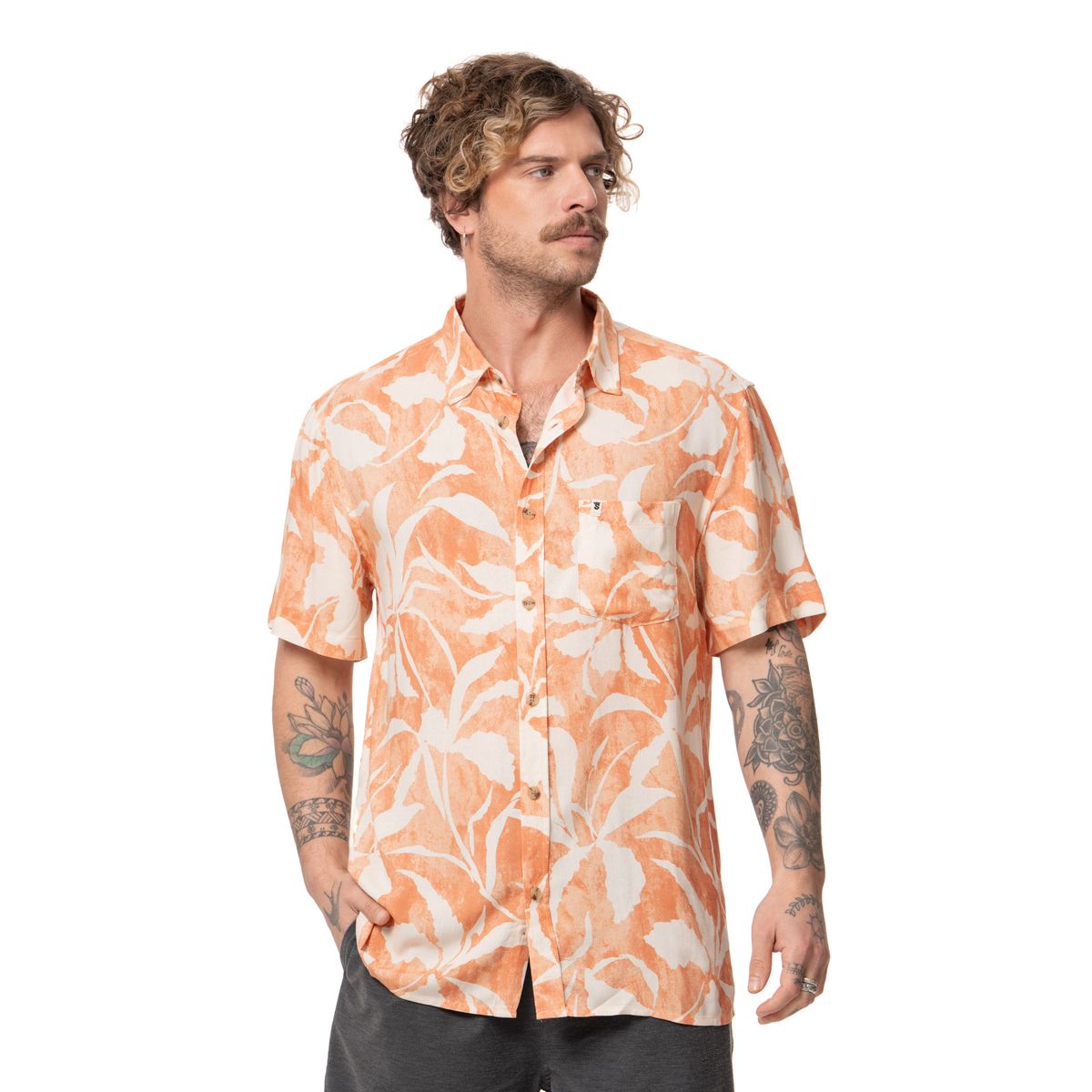 STOKED - Camisa Hombre Hooks Naranjo Stoked