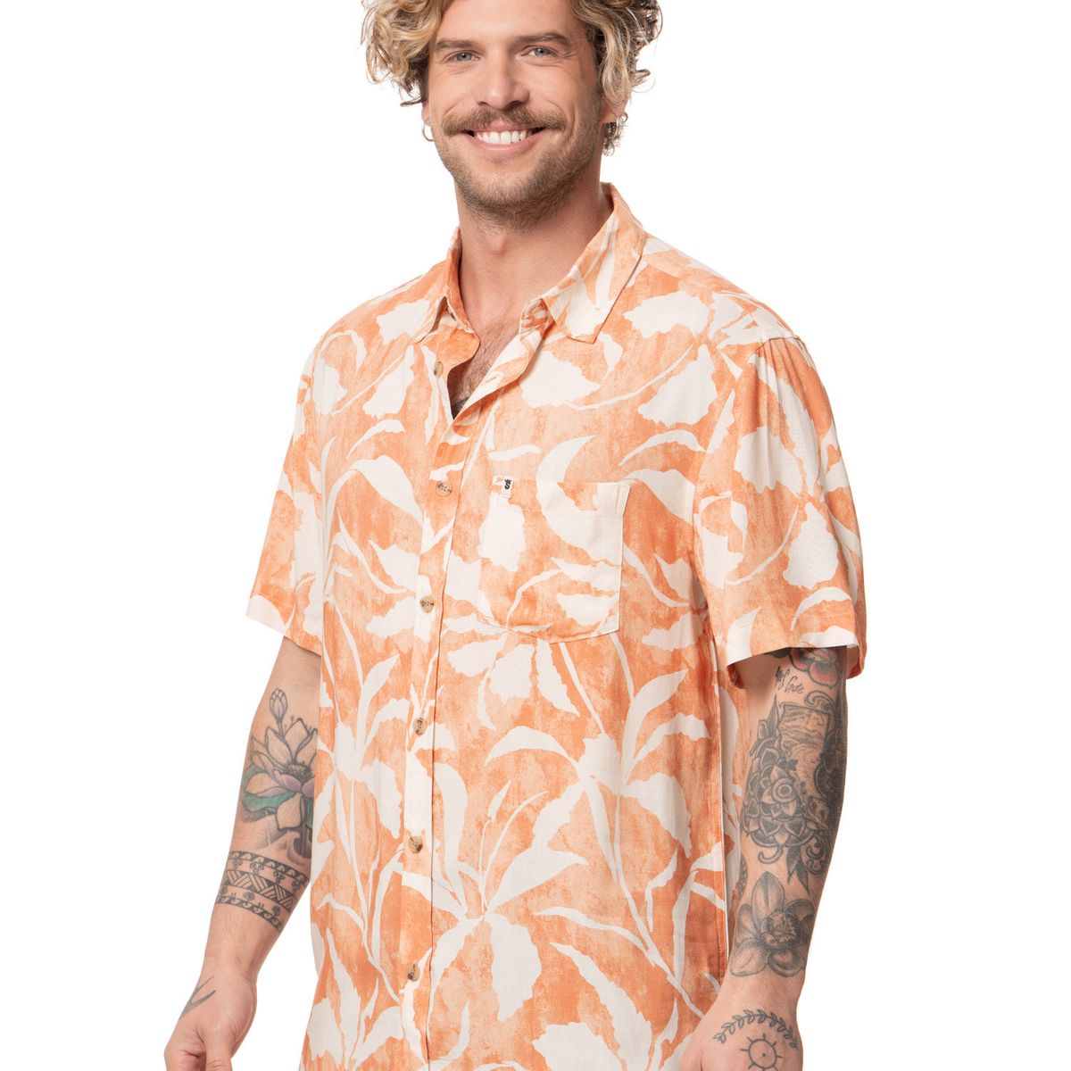 STOKED - Camisa Hombre Hooks Naranjo Stoked