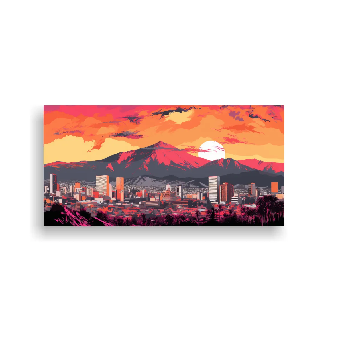GENERICO - Pinturas Decorativas En Naranja Y Rosa Para Arte 60x30 Cm