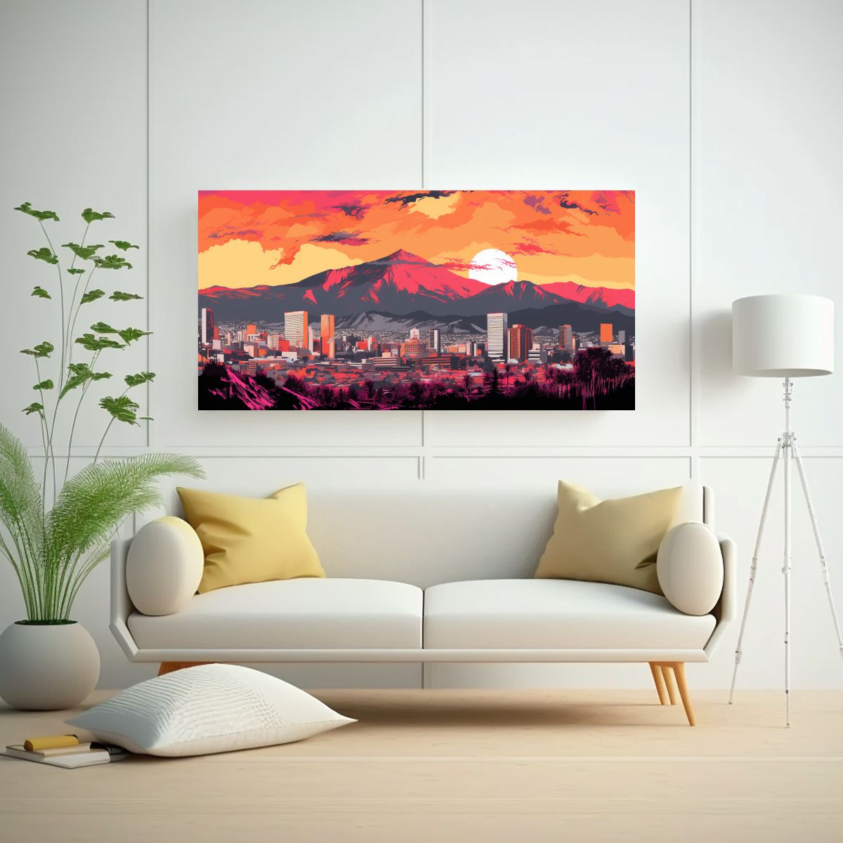 GENERICO - Pinturas Decorativas En Naranja Y Rosa Para Arte 60x30 Cm