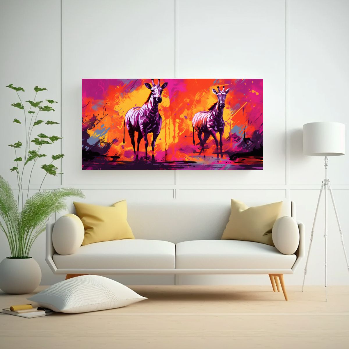 GENERICO - Cuadro Colores Efecto Safari Animales Vibrantes Y 100x50 Cm