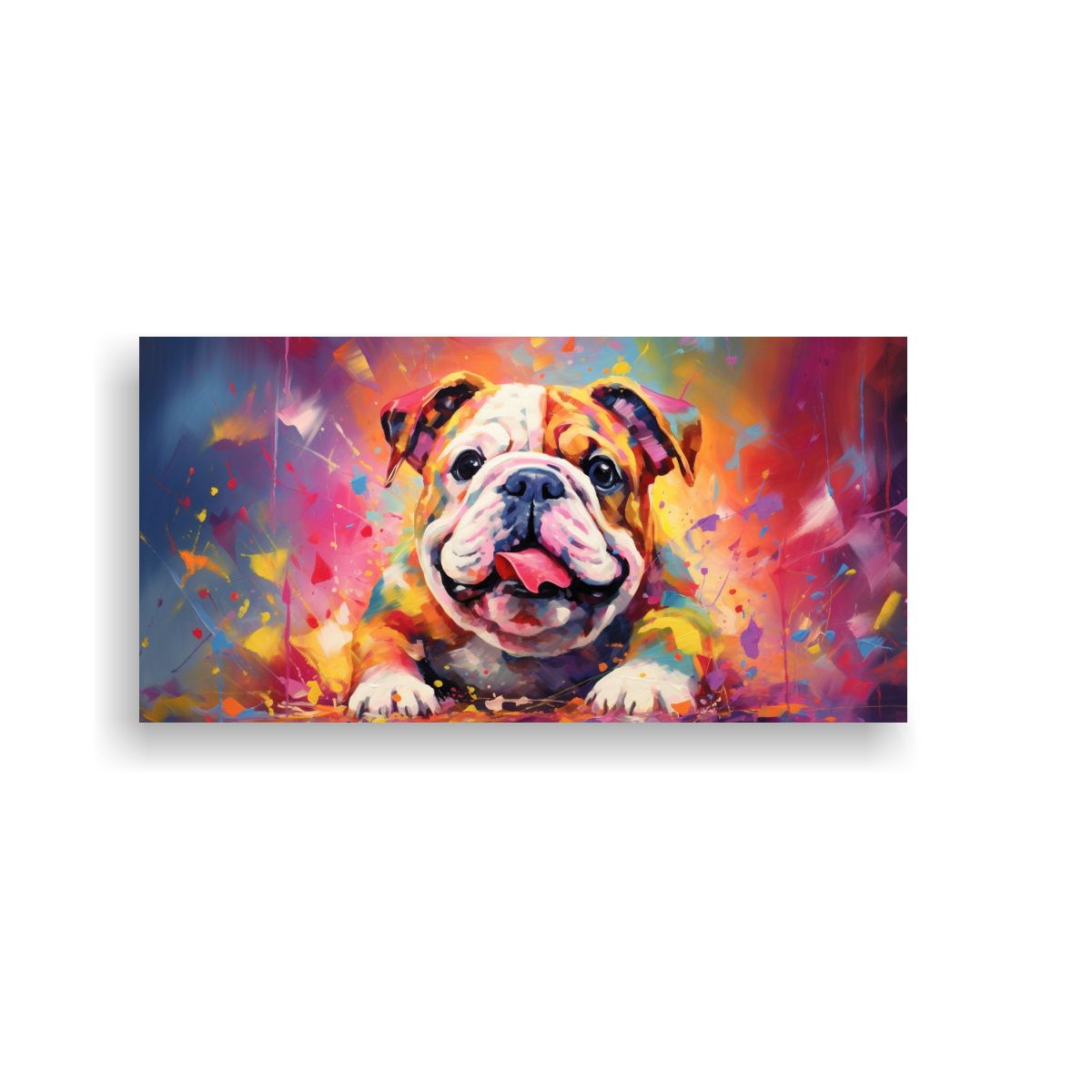 GENERICO - Pintura Original De Bulldog En Estilo Colorido 21 100x50 Cm