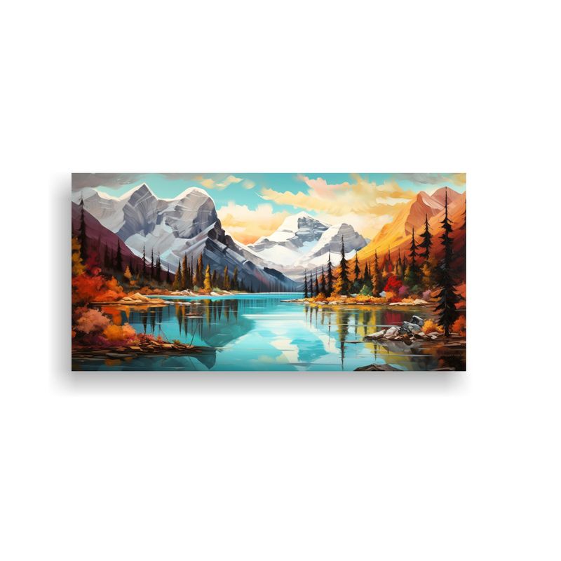 GENERICO - Pintura Abstracta De Colores En Tonos De Lago Y 100x50 Cm
