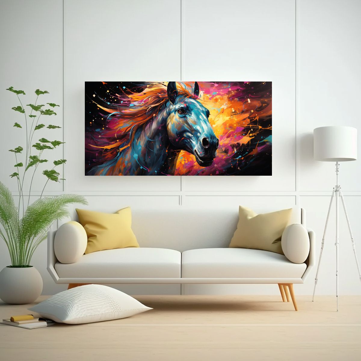 GENERICO - Tela En Bastidor Moderno Con Unicornio En Colores 80x40 Cm