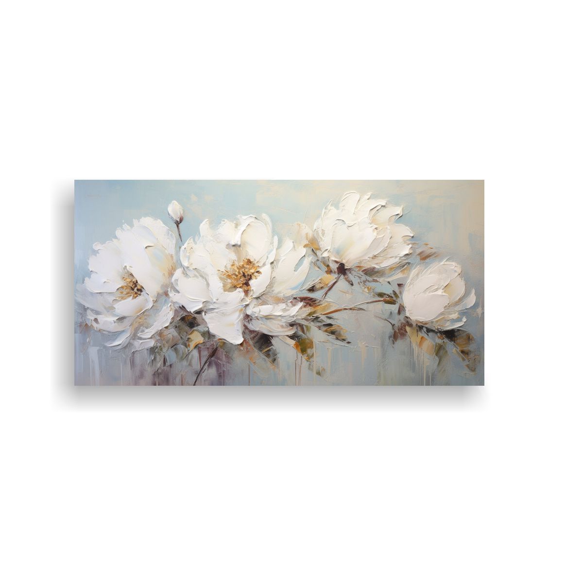 GENERICO - Cuadro Calidez De Peonías Blancas En Lienzo Con 80x40 Cm