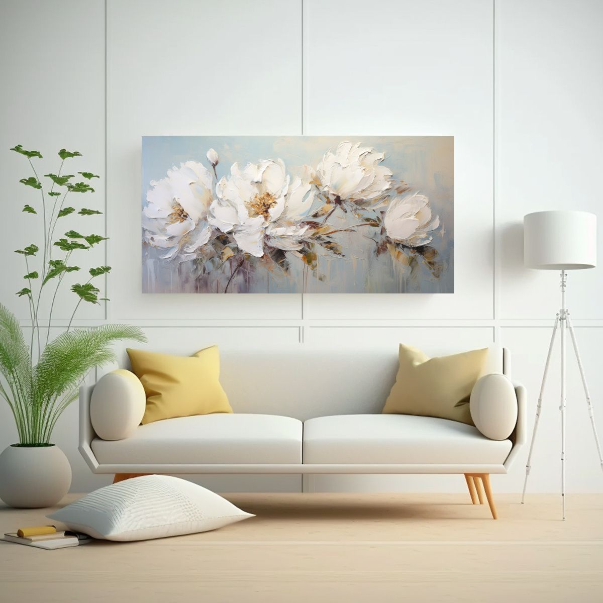 GENERICO - Cuadro Calidez De Peonías Blancas En Lienzo Con 80x40 Cm