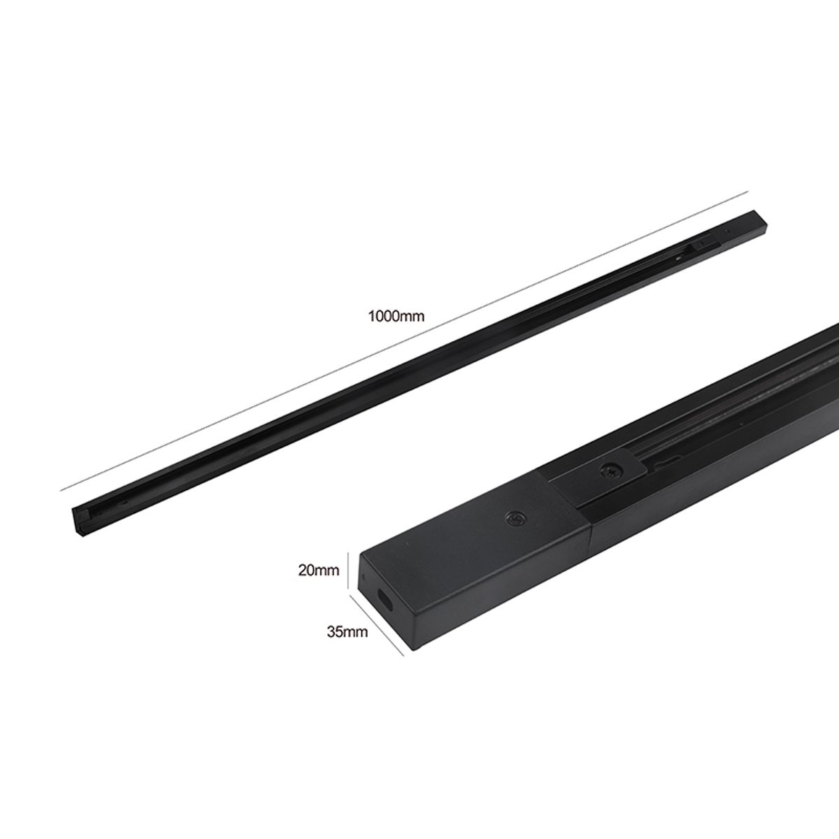 LEMU LUX - Riel Negro Energizado Monofásico Para Foco Led Track Ligth Tramo 1m