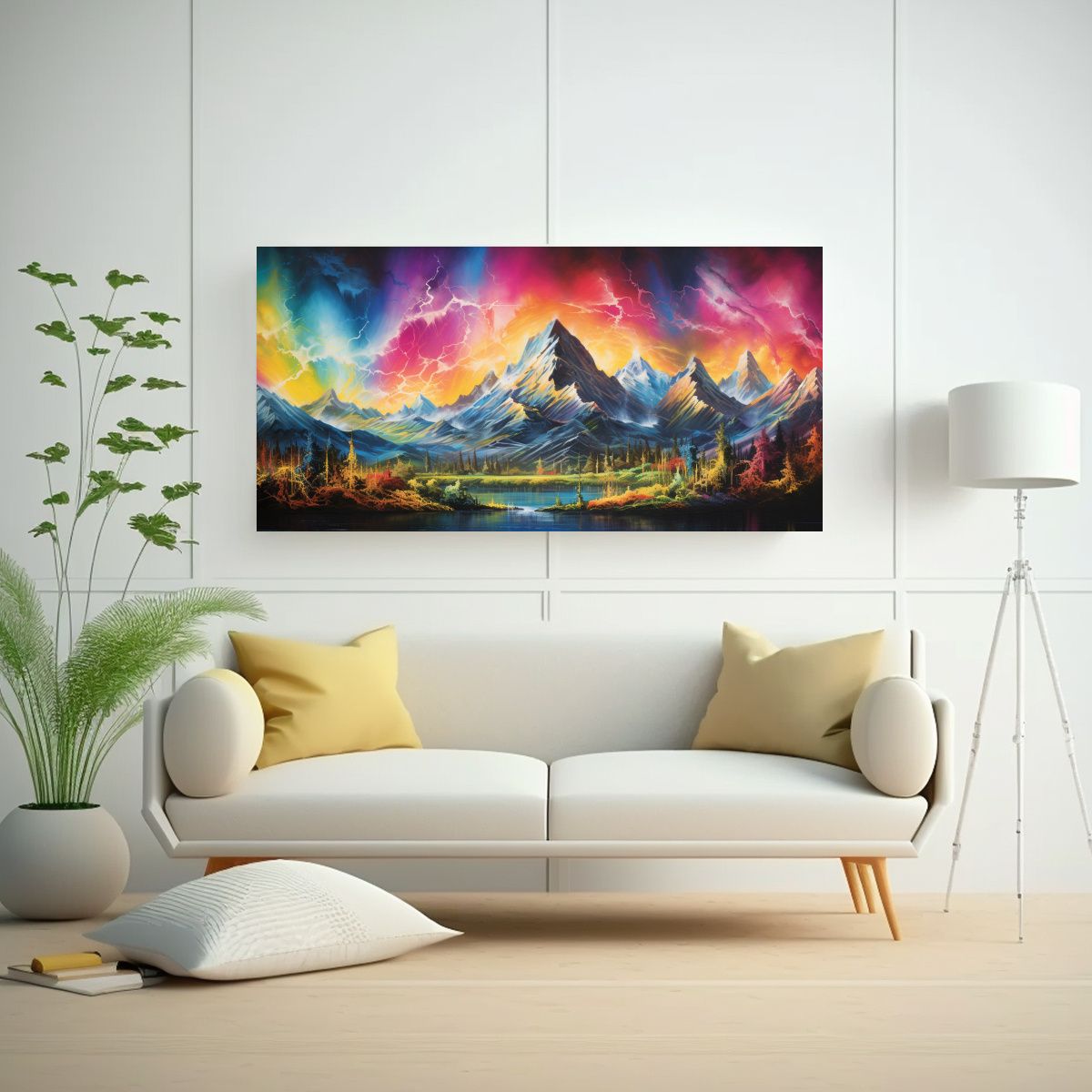 GENERICO - Pinturas Decorativas De Montañas Y Arcoíris 80x40 Cm