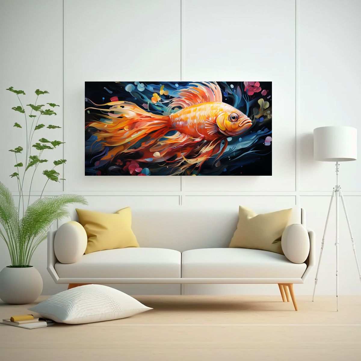 GENERICO - Pintura Al Estilo óleo Estilo Zebrafish Intenso 100x50 Cm