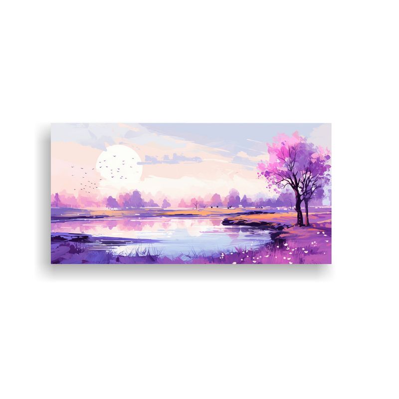 GENERICO - Paisaje Primaveral Moderno En Colores Morados 60x30 Cm