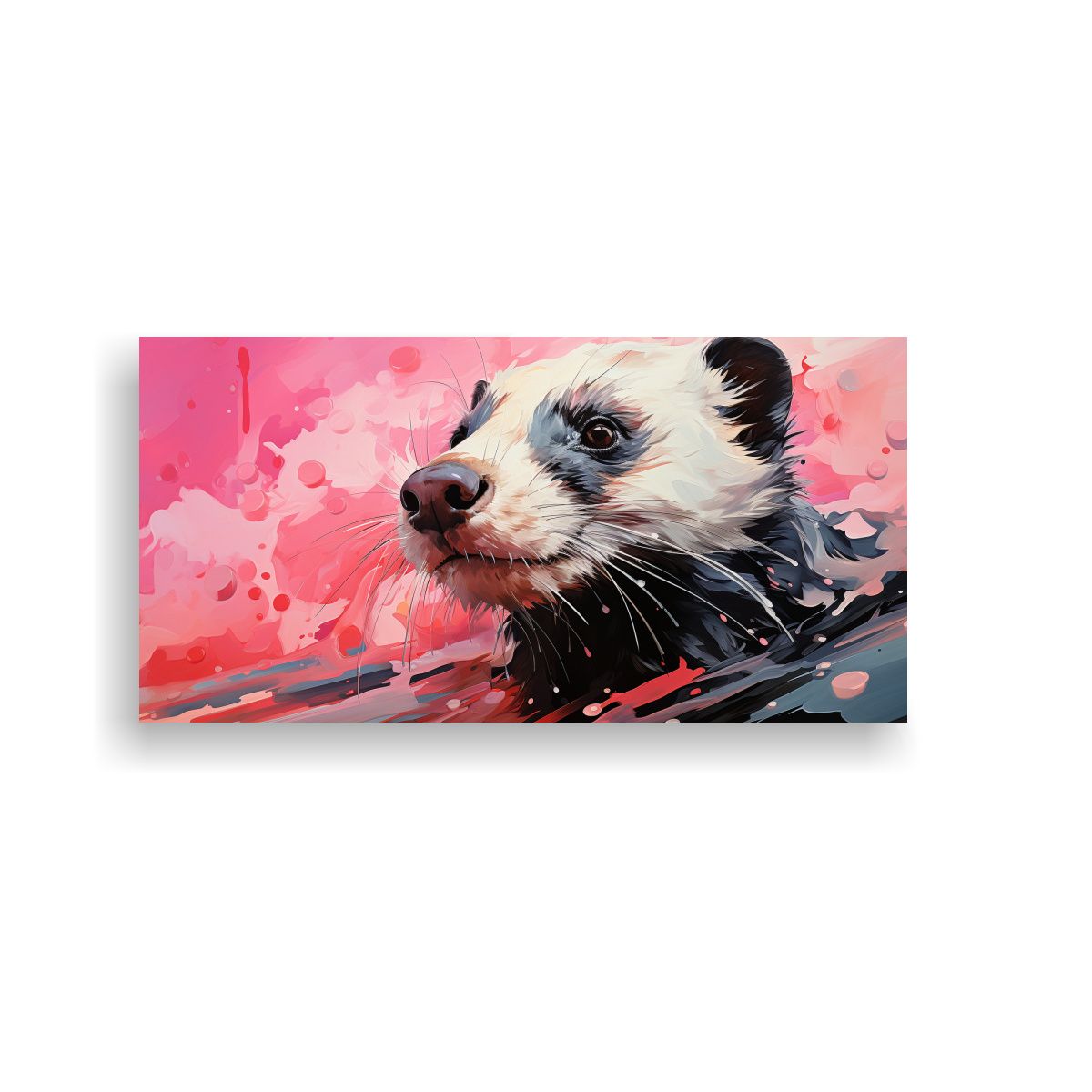 GENERICO - Cuadro De Skunk En Tonos Apagados Y Rosa Bebé 100x50 Cm.