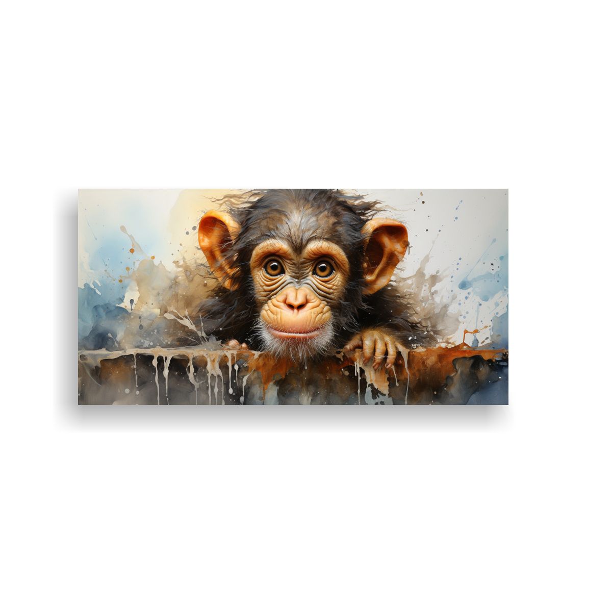 GENERICO - Pintura Colorida De Monos En Acuarela Con Tonos 100x50 Cm